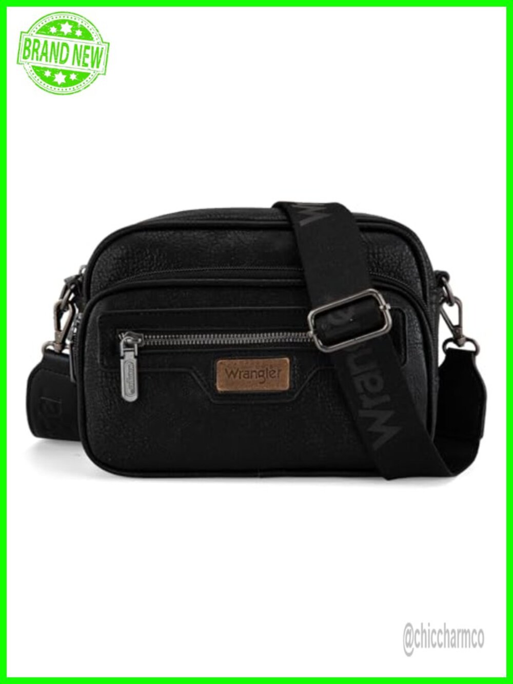 Vegan Leather Multi Pocket Crossbody Bag Adjustable Strap